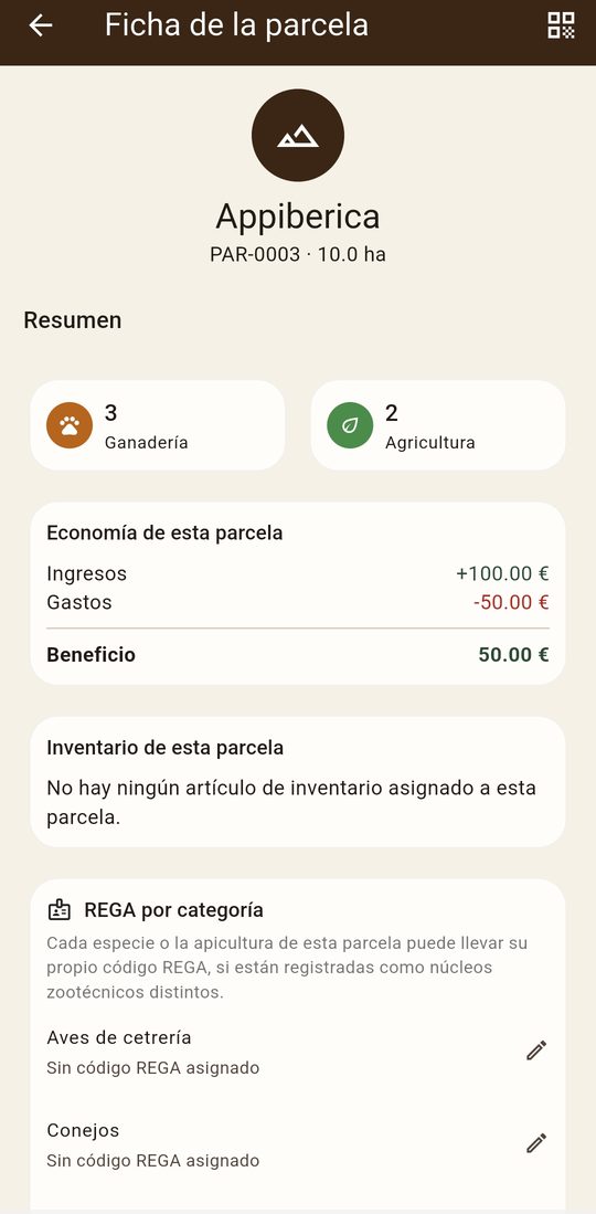 AppIbérica: ficha de parcela